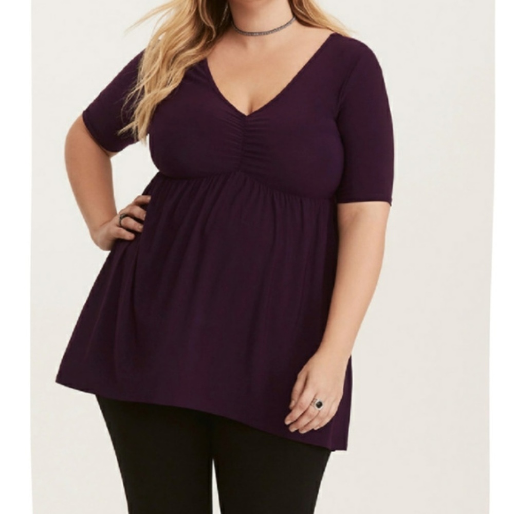 Torrid purple plum cinch bust hi-lo babydoll top